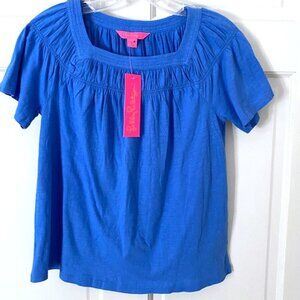 Lilly Pulitzer Short Sleeve Blue Cotton Top Shirt XS